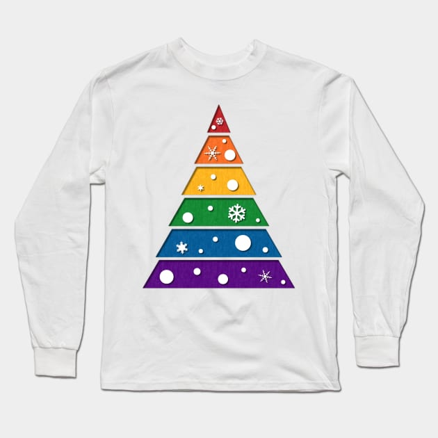 LGBT Rainbow Xmas Tree Long Sleeve T-Shirt by LiveLoudGraphics